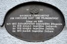 Metallschild mit Daten der Geschichte des Hauses